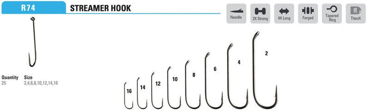 Mustad - Roar Streamer Long Hook R74AP - Hooks &amp; Shanks - Fly Fish Food