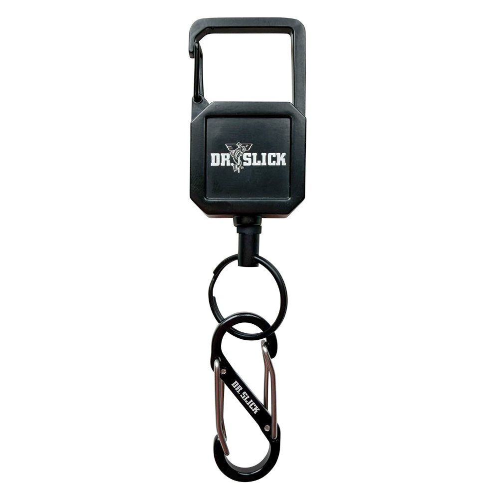 Clip On Retractor, Black, 18" Draw, Aluminum, w/ Carabiner