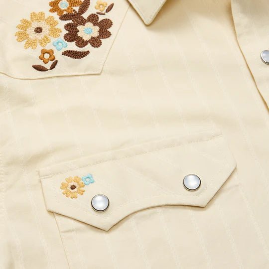Howler Bros - Crosscut Deluxe Shortsleeve Shirt - Flower Power: Off White Dobby - Apparel - Fly Fish Food