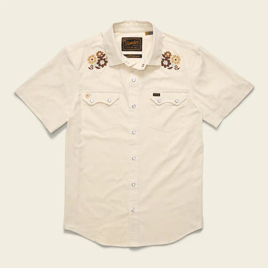 Howler Bros - Crosscut Deluxe Shortsleeve Shirt - Flower Power: Off White Dobby - Apparel - Fly Fish Food