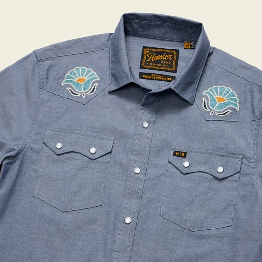 Howler Bros - Crosscut Deluxe Shortsleeve Shirt - Fresh Blooms: Indigo - Apparel - Fly Fish Food