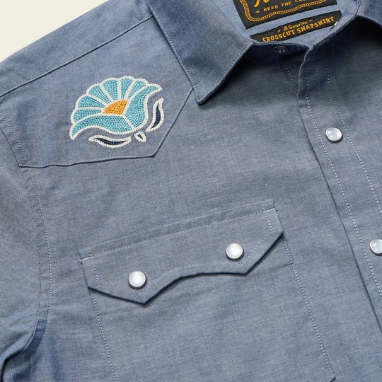 Howler Bros - Crosscut Deluxe Shortsleeve Shirt - Fresh Blooms: Indigo - Apparel - Fly Fish Food
