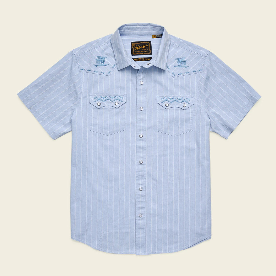 Howler Bros - Crosscut Deluxe Shortsleeve Shirt - Surfbird: Sky Oxford Dobby - Apparel - Fly Fish Food