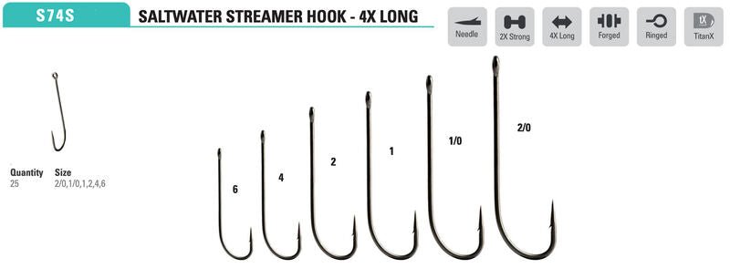 Mustad - Salt Streamer Long Hook S74SAP - Hooks & Shanks - Fly Fish Food