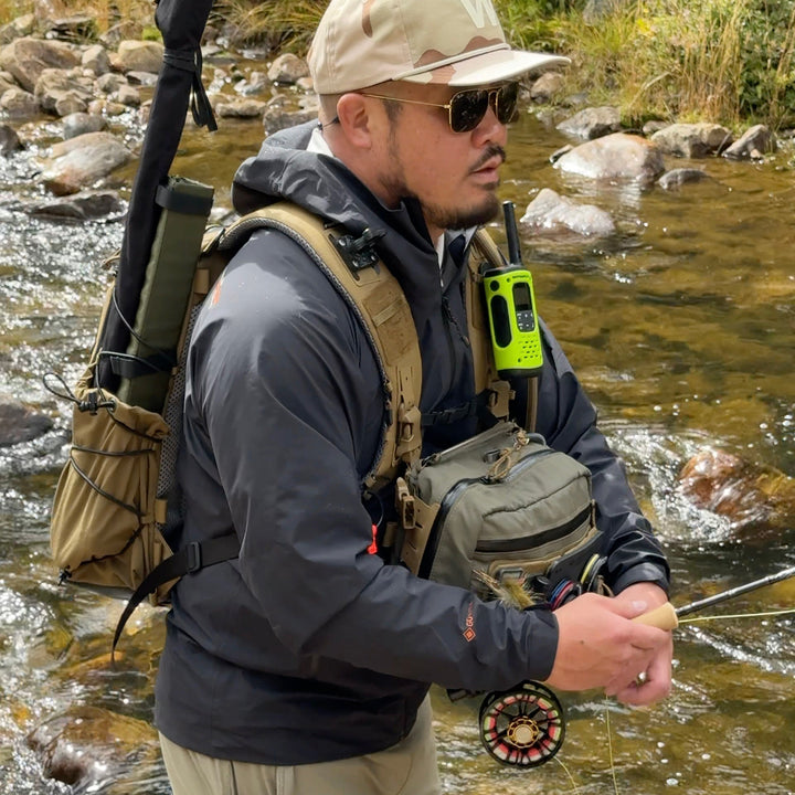 Frontier Chest Pack clipped to the Ranger 10L Backpack