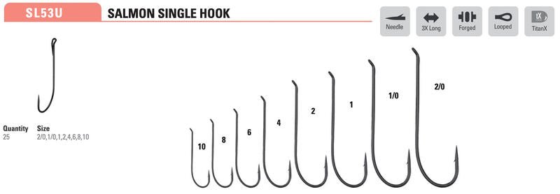 Mustad - Salmon Single Hook SL53UAP - Hooks &amp; Shanks - Fly Fish Food