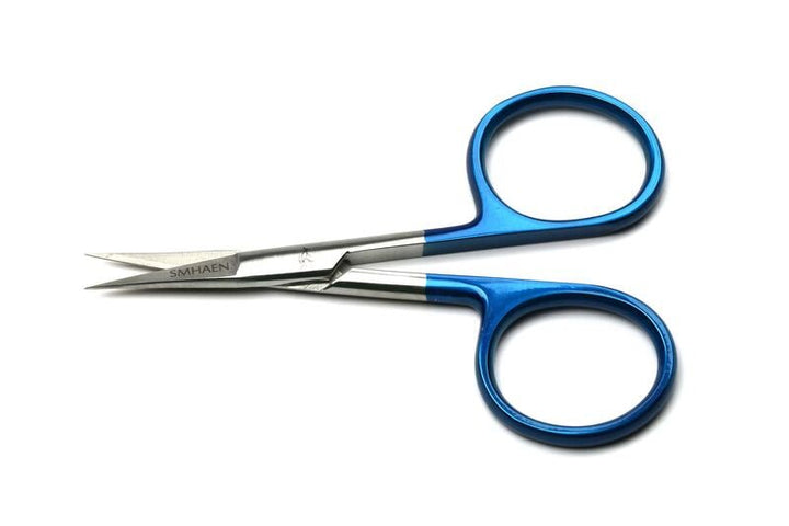 Smhaen Tungsten Carbide 4" Blue Midge Straight Scissors - Tying Tools - Fly Fish Food