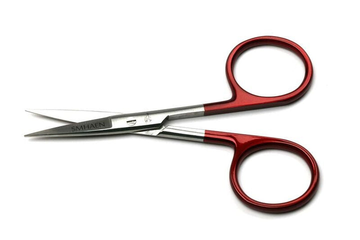Smhaen Tungsten Carbide 4.5" Red Regular Straight Scissors - Tying Tools - Fly Fish Food