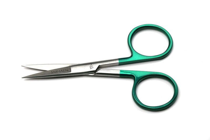 Smhaen Tungsten Carbide 4.5" Green Large Straight Scissors - Tying Tools - Fly Fish Food