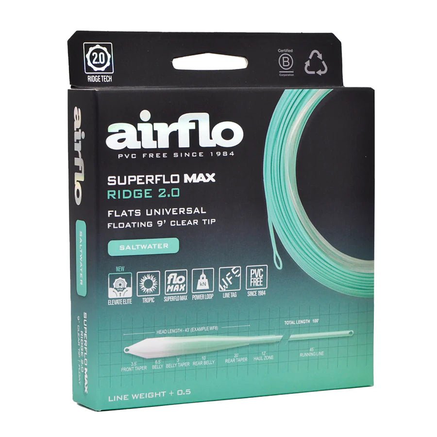 Airflo Superflo Max Ridge 2.0 - Flats Universal Taper - 9ft Clear Tip - Fly Lines - Fly Fish Food