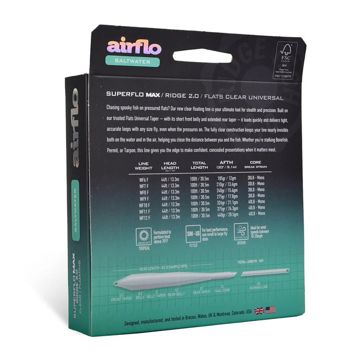 Airflo Superflo Max Ridge 2.0 - Flats Universal - Clear Floating - Fly Lines - Fly Fish Food