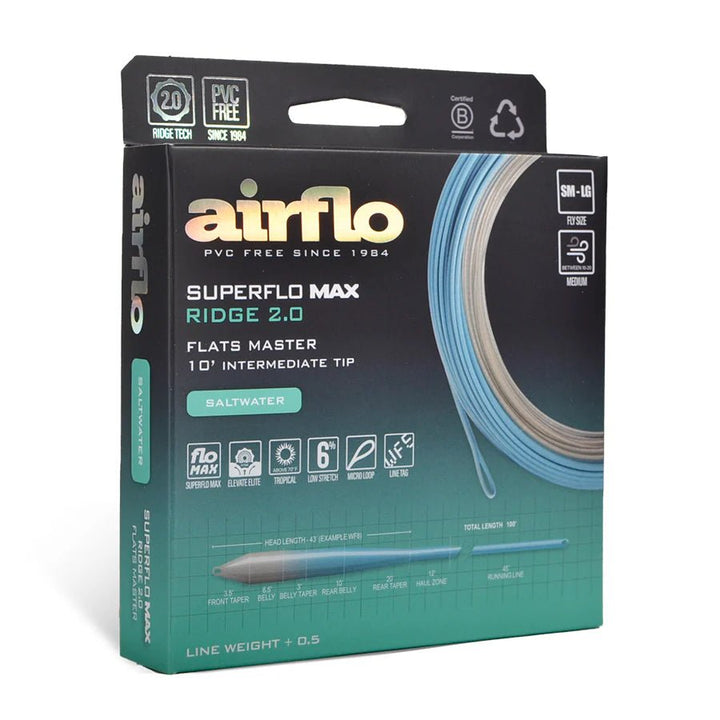 Airflo Superflo Max Ridge 2.0 - Flats Master - Intermediate Tip - Fly Lines - Fly Fish Food