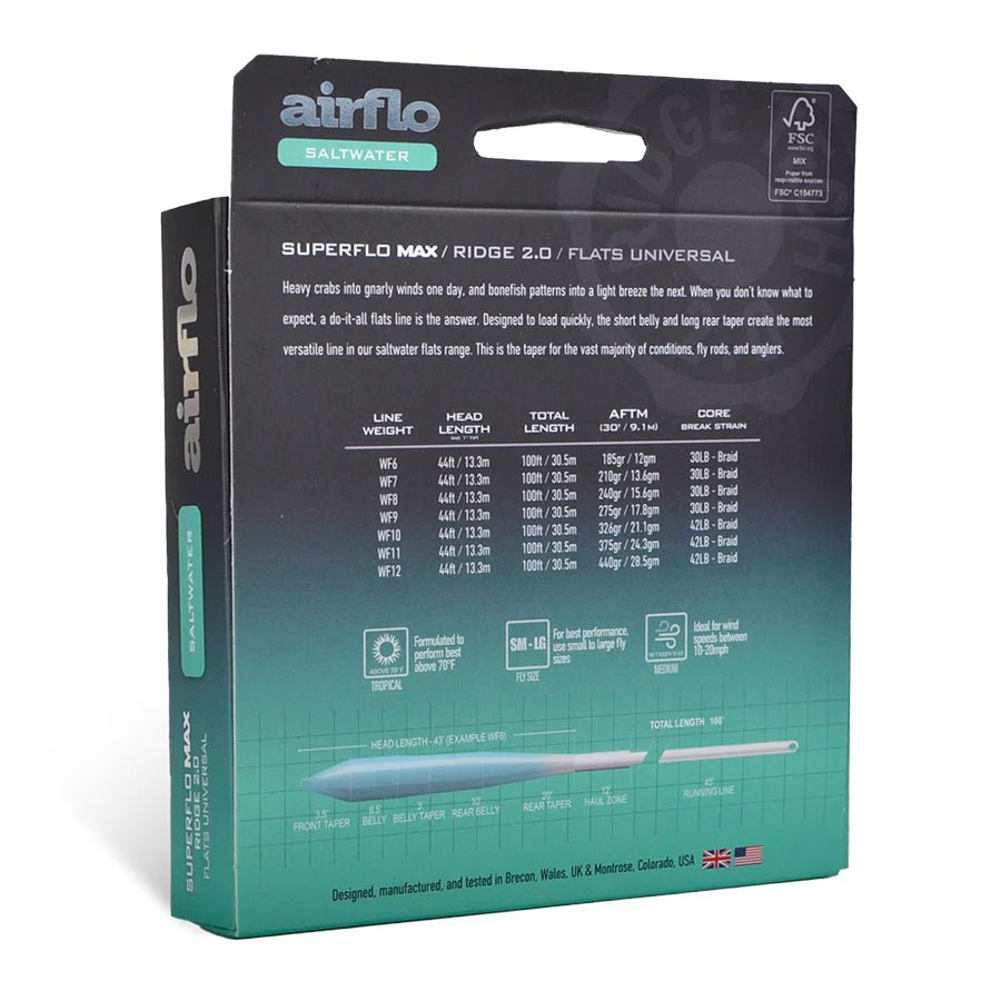 Airflo Superflo Max Ridge 2.0 - Flats Universal Taper - Fly Lines - Fly Fish Food