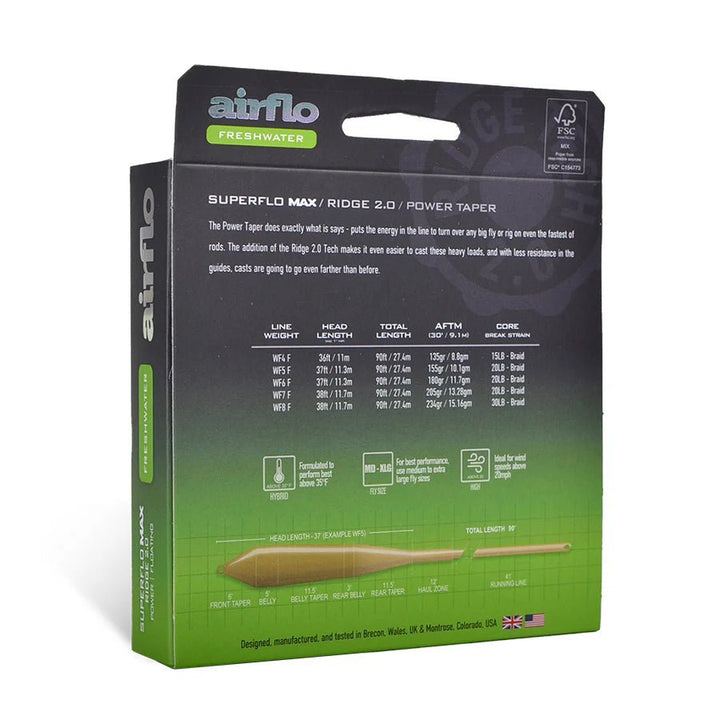 Airflo Superflo Max Ridge 2.0 - Power Taper - Camo Green/Caddis - Fly Lines - Fly Fish Food