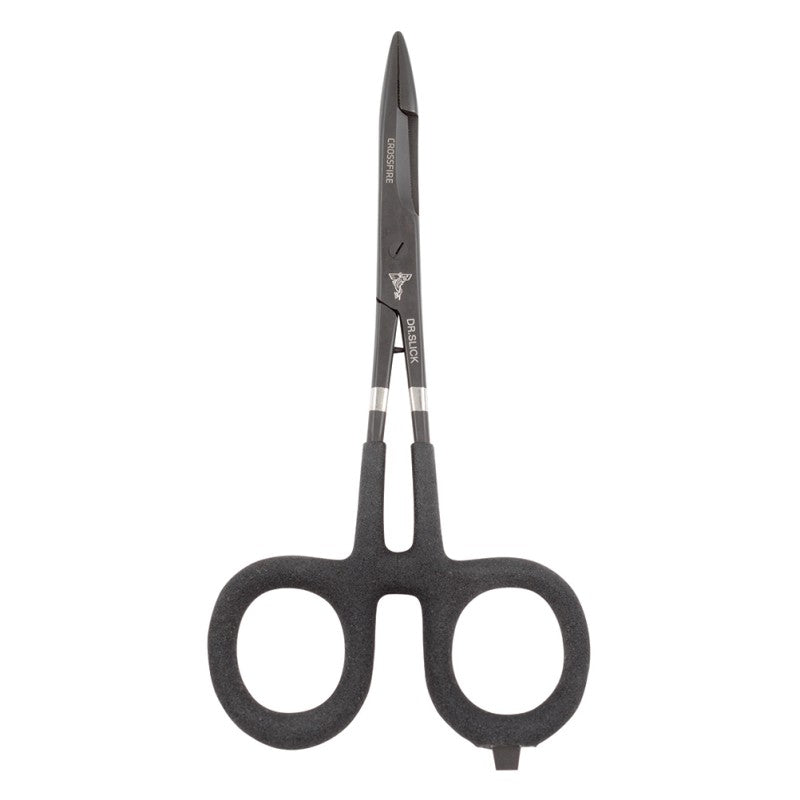 Scissor Clamp, 6", Black with Black Textured Rubber Loops, Straight, Tapered Jaw, (1/2)