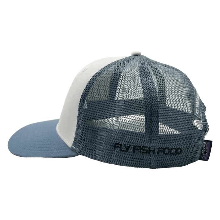 Patagonia Fly Fish Food Stand Up Trout Trucker Hat - White - Hats - Fly Fish Food