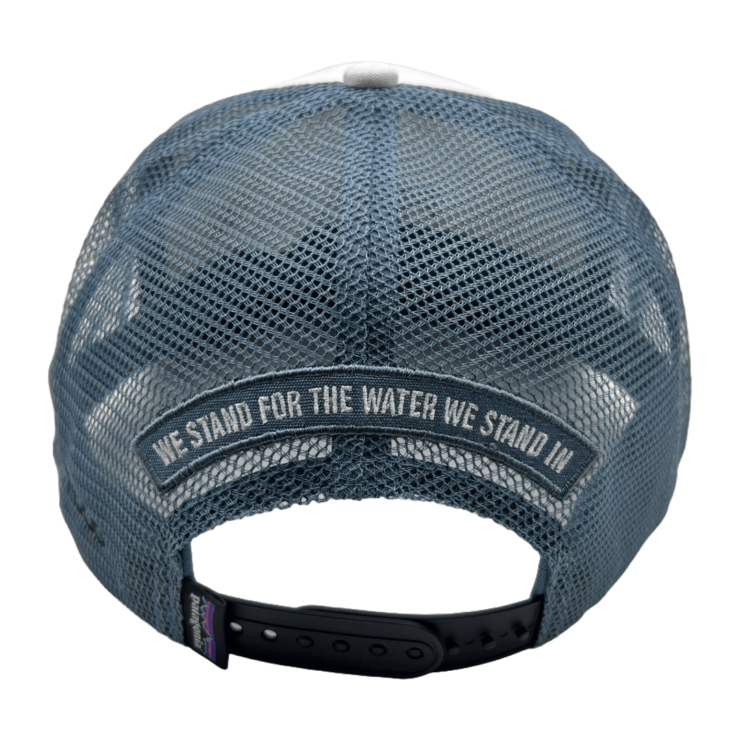 Patagonia Fly Fish Food Stand Up Trout Trucker Hat - White - Hats - Fly Fish Food