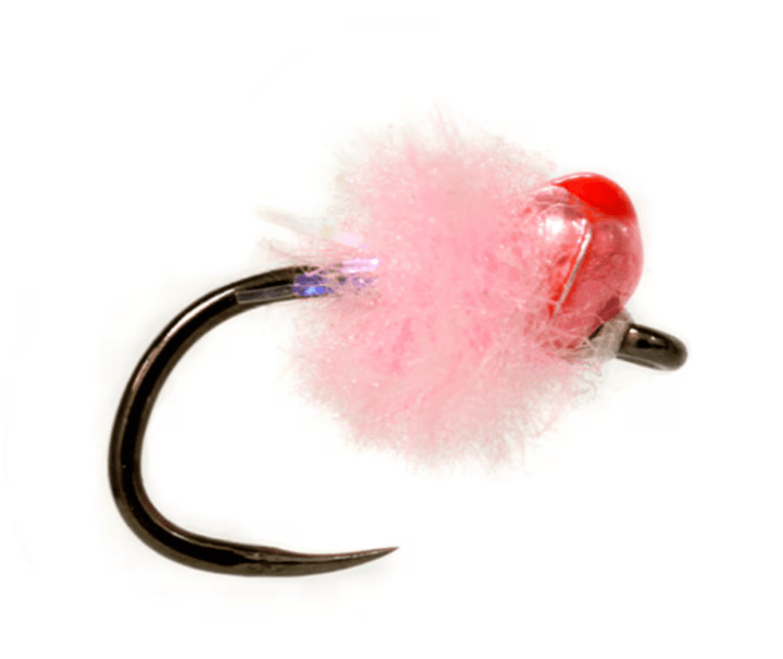 Crostons Tungsten Mini Egg - Baby Pink Barbless (Red Dot) - Flies - Fly Fish Food