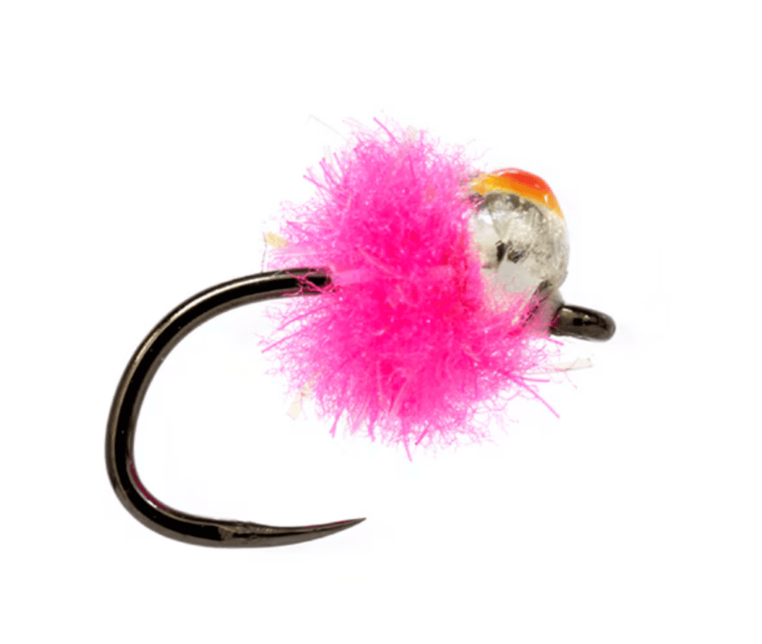 Crostons Tungsten Mini Egg - Fl. Hot Pink Barbless (Red Dot) - Flies - Fly Fish Food