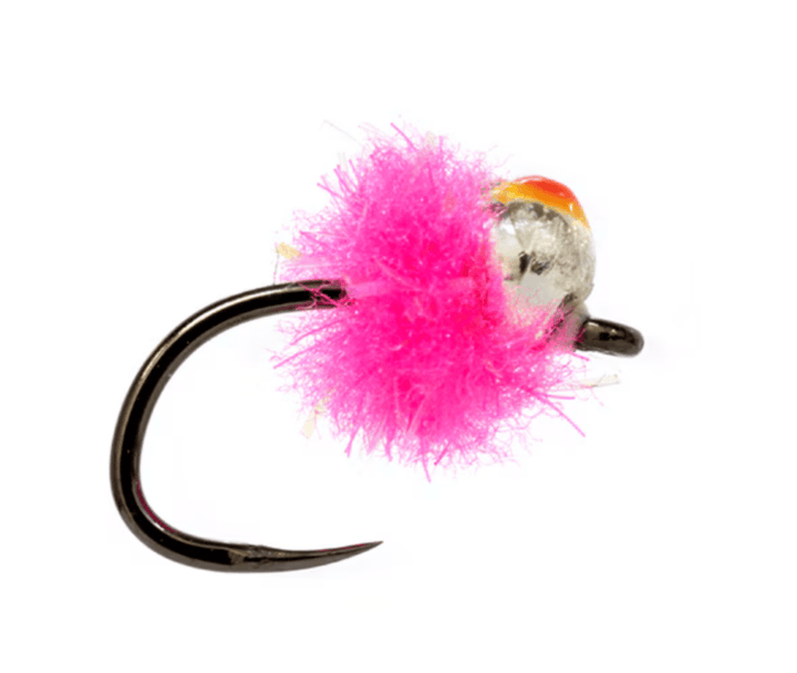 Crostons Tungsten Mini Egg - Fl. Hot Pink Barbless (Red Dot) - Flies - Fly Fish Food