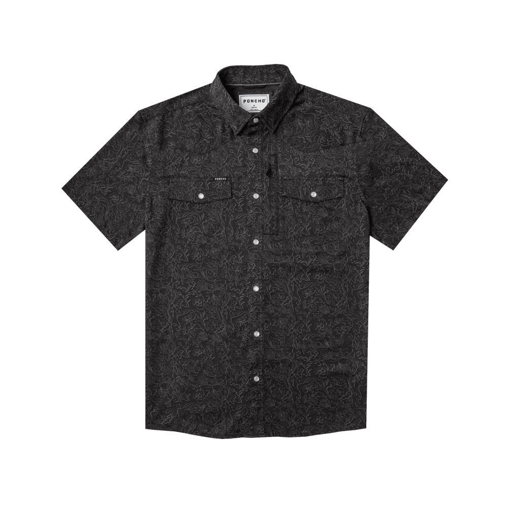Poncho - The John Coffee - Black Floral Print - Apparel - Fly Fish Food