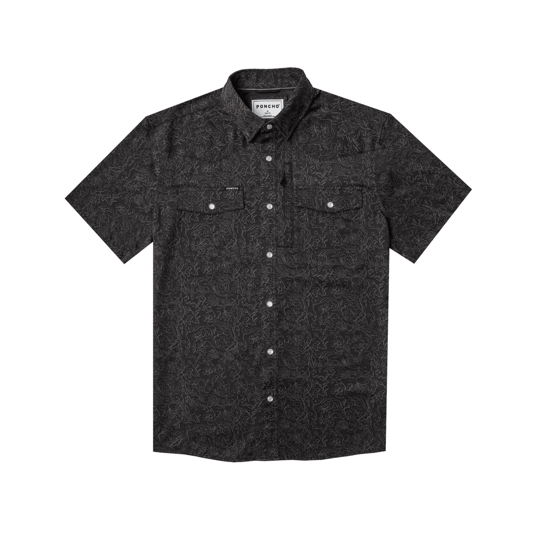 Poncho - The John Coffee - Black Floral Print - Apparel - Fly Fish Food
