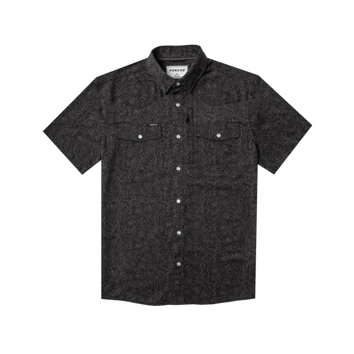 Poncho - The John Coffee - Black Floral Print - Apparel - Fly Fish Food