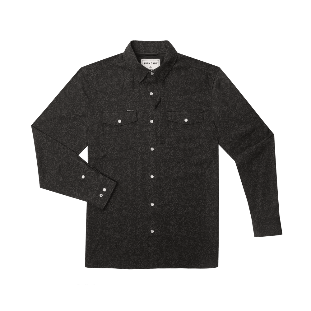 Poncho - The Pat Garrett - Black Floral Print - Apparel - Fly Fish Food