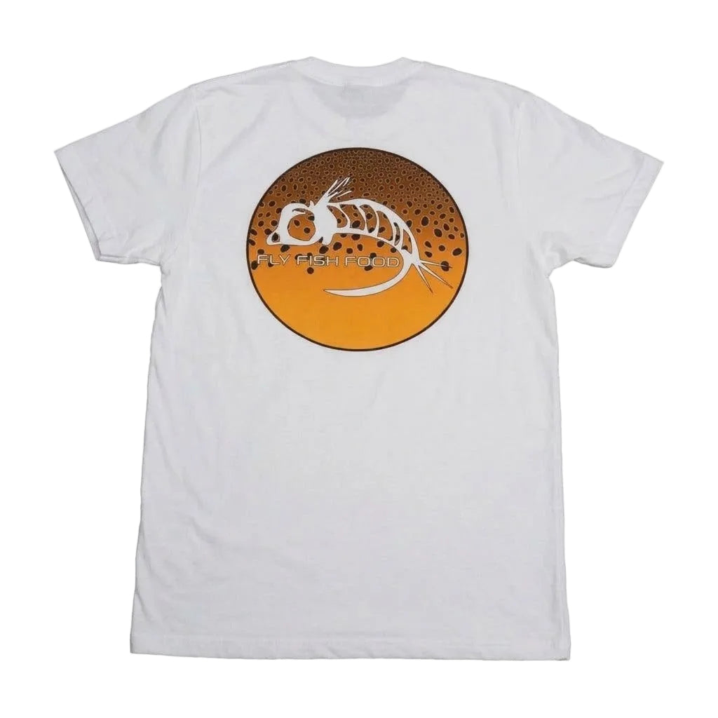 Fly Fish Food Brown Trout Logo Tee - White