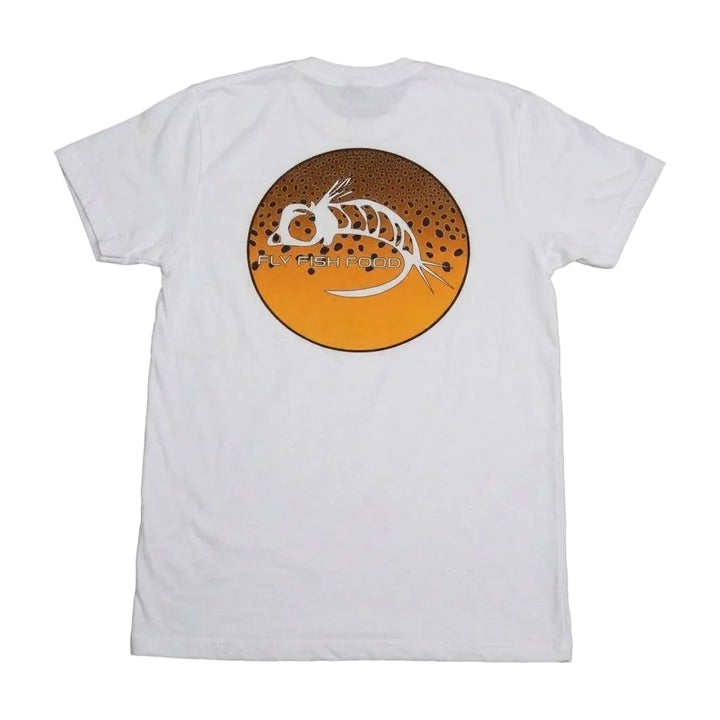 Fly Fish Food Brown Trout Logo Tee - White