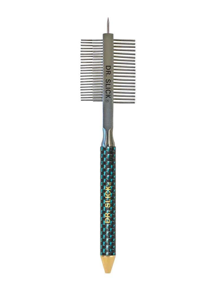 Dr. Slick - Carbon Fiber Handle Jumbo - Dubbing Comb w/ Material Pick &amp; Half Hitch Tool - Tying Tools - Fly Fish Food