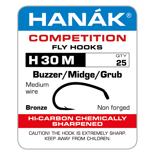 Hanak H 30 M Buzzer/Midge/Grub Hooks - Hooks &amp; Shanks - Fly Fish Food