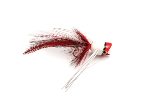 Bass Popper Red &amp; White - Flies - Fly Fish Food