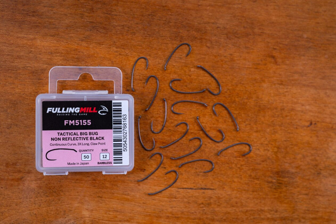 Fulling Mill 5155 Tactical Big Bug Non - Reflective Black Hook - Barbless - Hooks &amp; Shanks - Fly Fish Food
