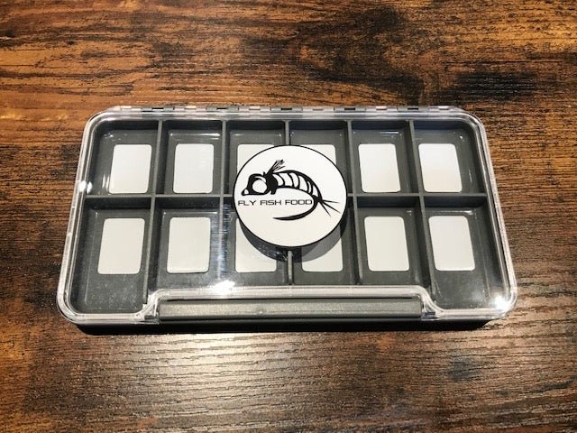 Fly Fish Food Logo Fly Box, Clear Single Sided 12 Magnetic Compartments - Large - Fly Boxes - Fly Fish Food