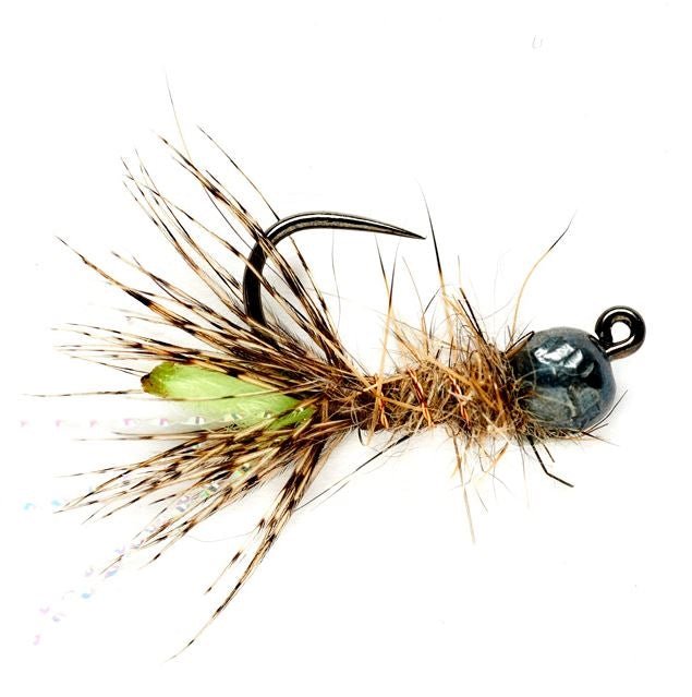 Peeping Caddis Jig - Burnt Green - Barbless - Flies - Fly Fish Food
