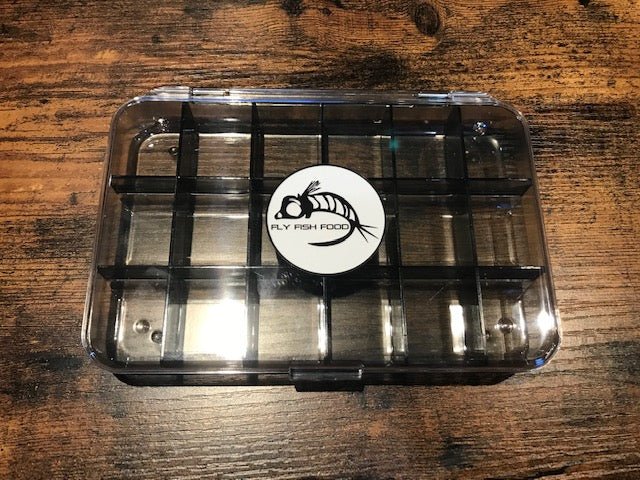 Fly Fish Food Logo Fly Box, Ultra Clear 18 Compartments - Large - Fly Boxes - Fly Fish Food