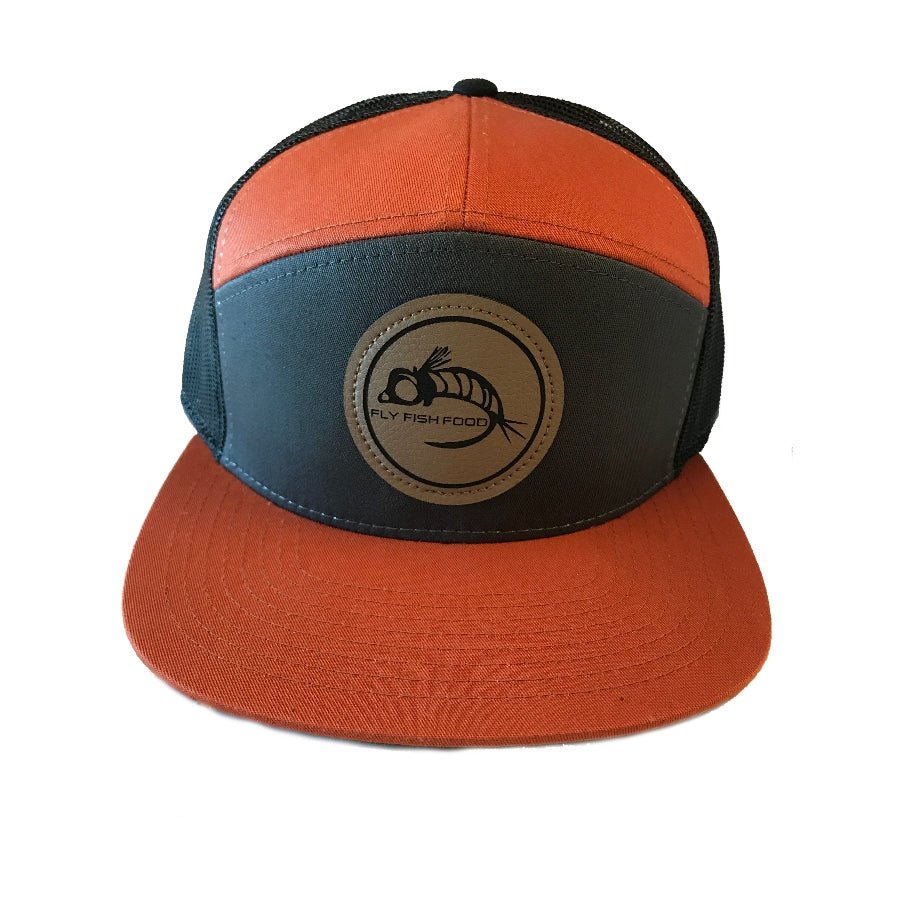 Fly Fish Food Logo Hat 7 - Panel - Dark Orange/Charcoal/Black - Hats - Fly Fish Food