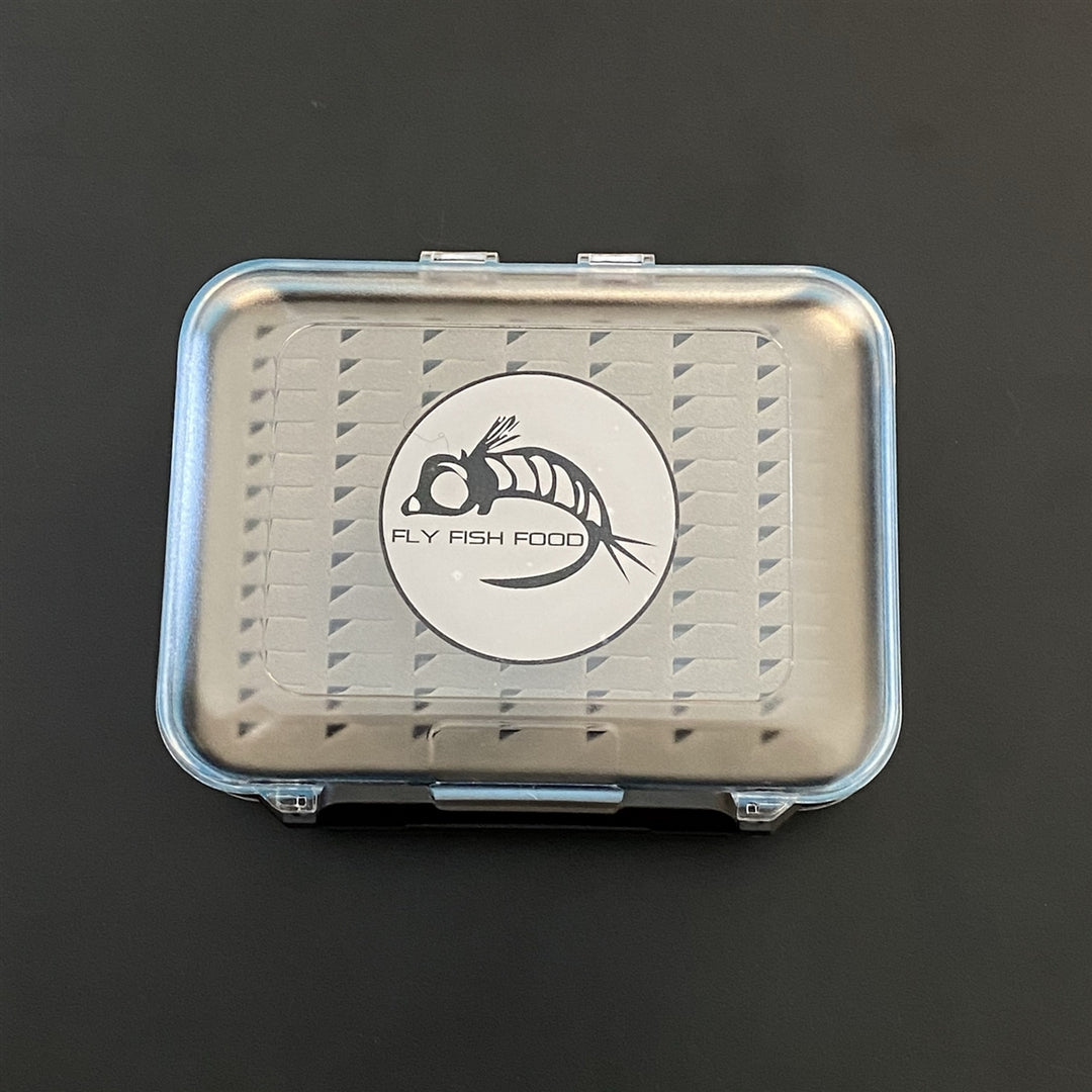 FLY FISH FOOD LOGO FLY BOX, CLEAR DOUBLE SIDED - MED, NYMPH FOAM - Fly Boxes - Fly Fish Food