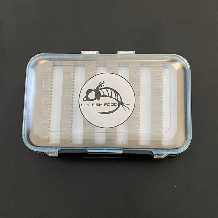 FLY FISH FOOD LOGO FLY BOX, CLEAR DOUBLE SIDED - LARGE, DRY AND NYMPH FOAM - Fly Boxes - Fly Fish Food