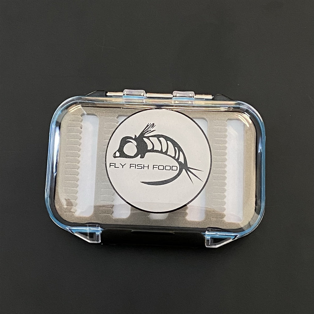 FLY FISH FOOD LOGO FLY BOX, CLEAR DOUBLE SIDED - SMALL, DRY AND NYMPH FOAM - Fly Boxes - Fly Fish Food