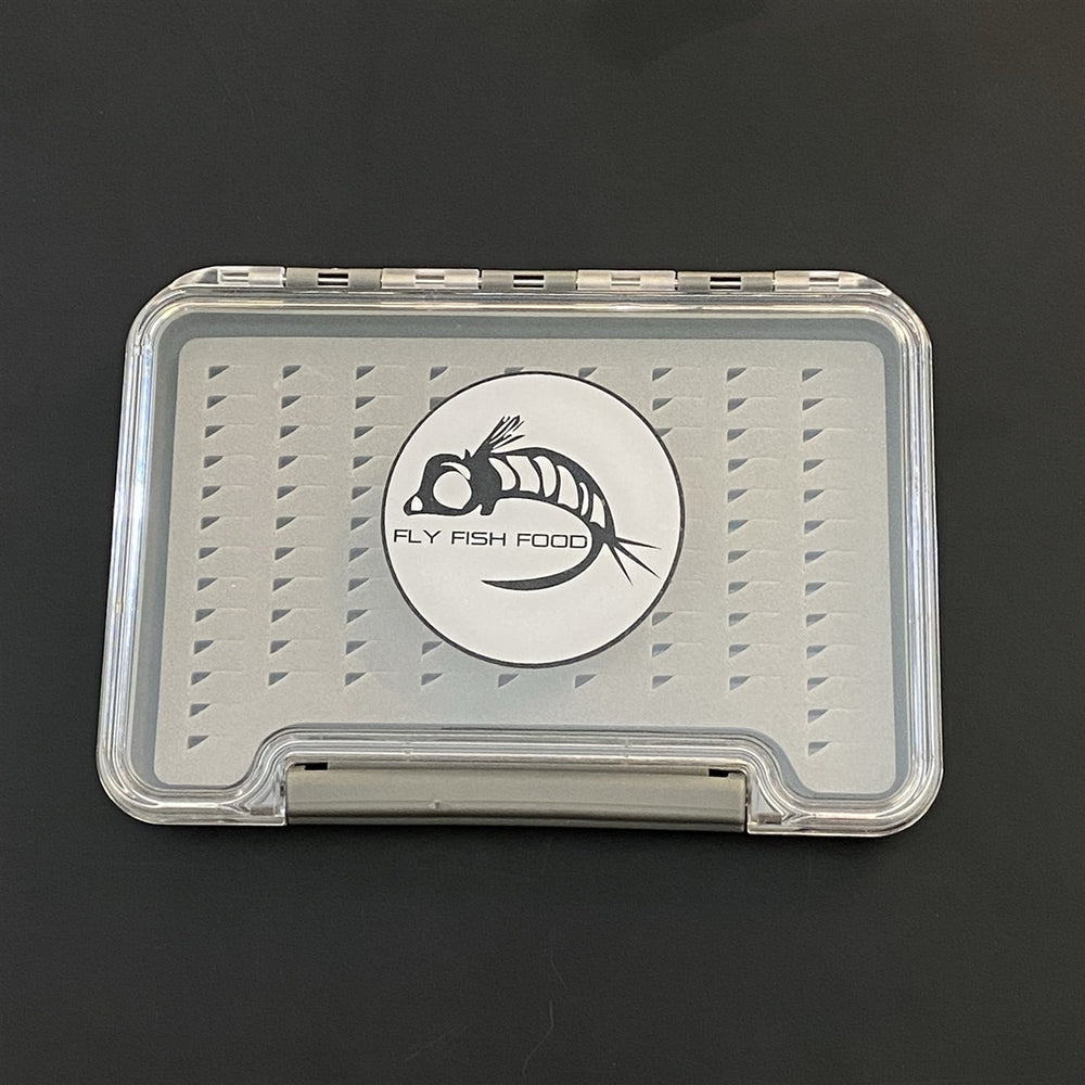 FLY FISH FOOD LOGO FLY BOX, CLEAR SINGLE SIDED - SMALL W/ EASY GRIP FOAM - Fly Boxes - Fly Fish Food