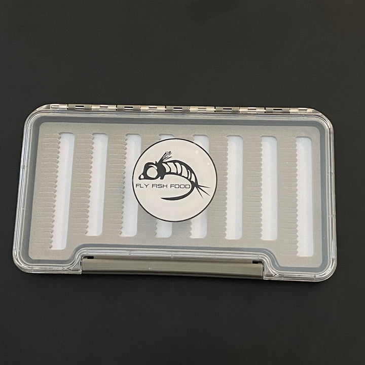 FLY FISH FOOD LOGO FLY BOX, CLEAR SINGLE SIDED - WITH DRY FLY FOAM - Fly Boxes - Fly Fish Food