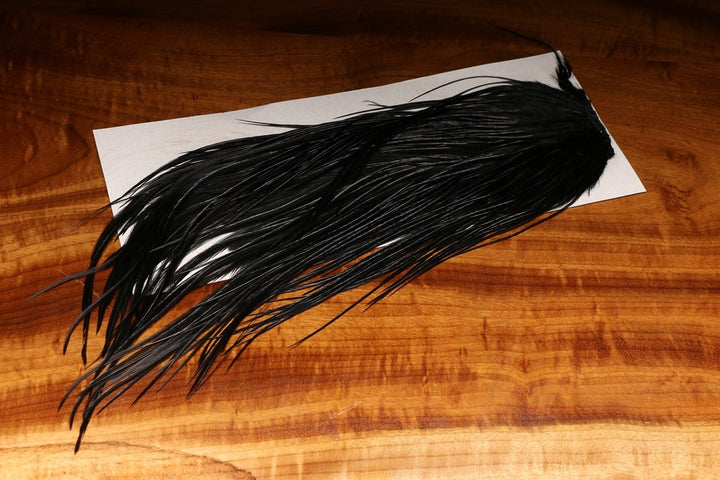 Dyed over White Saddle Patch - Black - Hackle - Fly Fish Food