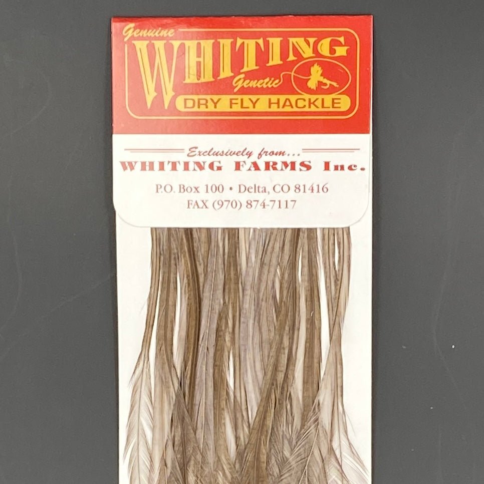 Whiting 100 Pack Dry Fly Hackle - White dyed Dark Dun - 10 - Hackle - Fly Fish Food