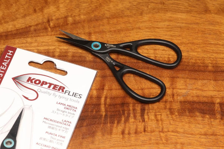 Kopter Absolute Stealth Straight Blade Micro Serrated Scissor - Tools &amp; Vises - Fly Fish Food