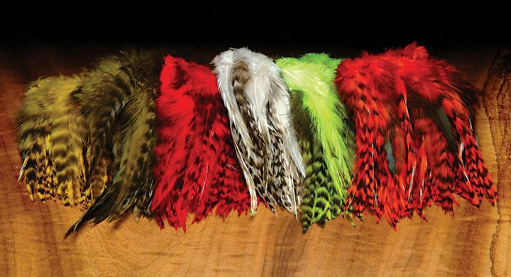 Hareline Strung 4 - 6" Grizzly Variant Saddle Hackle - Feathers &amp; Marabou - Fly Fish Food