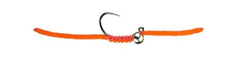Jig San Juan Worm - Fl. Fire Orange - Flies - Fly Fish Food