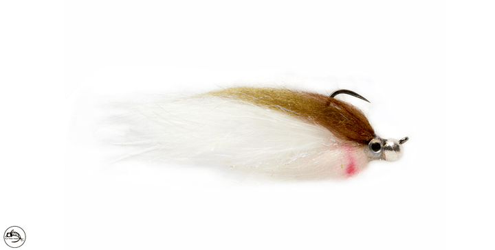 Jiggy Fat Minnow Olive &amp; White Barbless - Flies - Fly Fish Food